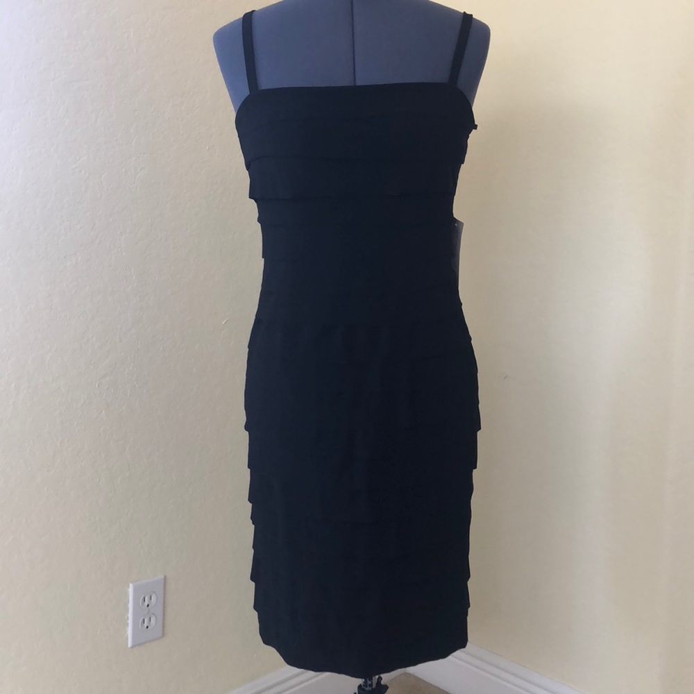 Black Evan-Picone “strip” dress